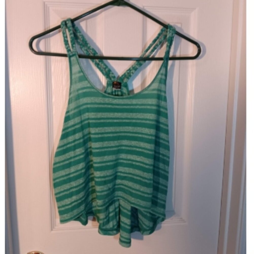 Poof two tone green belly tank top, Juniors size M